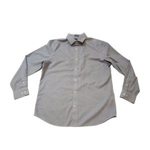 BANANA Republic Grant Fit Men's XL 17-17.5 Button Down Blue White 100%Cotton EUC